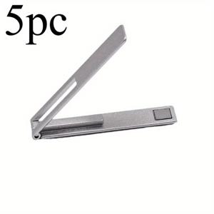 TEMU 5개 초박형 접이식 휴대폰 스탠드 - 보이지 않는 접착식 금속 게으른 스탠드, 휴대용 컴팩트 디자인, 사무실 책상 또는 여행용으로 적합, 스테인리스 스틸 프레임, 30° 조절 가능 각도, 90° 플립 기능, 책상용 휴대폰 스탠드