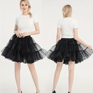 TEMU 빈티지 스타일 무뼈 웨딩드레스 슬립, 여성용 레이스 페티코트, 숏 드레스 서포트, 플레어 플리츠 숏 페티코트 (웨딩, 볼, 파티용)