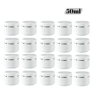 TEMU 뚜껑이 있는 50ml 흰색 빈 플라스틱 화장품 용기 20개입 - 리필 가능한 크림 용기에 적합한 라이너 포함, 립밤, 크림, 점용 및 여행용 보관에 적합