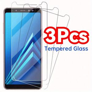 TEMU 삼성 갤럭시 A7, A6, A8 플러스 2018, J4, J6, A8 2018용 투명 강화 유리 액정 보호 필름 3매 세트, 파손 방지 스크린 필름