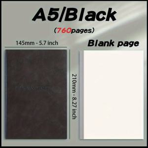 TEMU A5 녹색 무지 노트, 760페이지 두꺼운 저널, 소프트 커버 스케치북, 무지지 필기 드로잉 다이어리