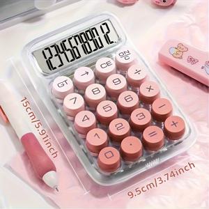 TEMU 투명 도파민 계산기 - 대형 디스플레이, 12자리 클리어 입력 (전원/CE 키 포함), 내구성 좋은 디자인, 배터리 불필요 (AAA 배터리 필요), 가정용 및 신학기 필수품, 태양광 배터리 듀얼 전원