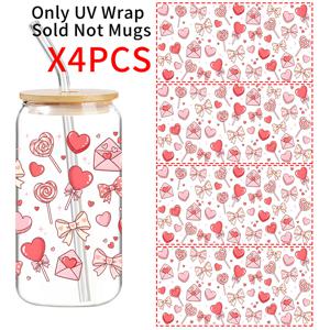 TEMU 4개/세트, 하트, 활, 막대 사탕 패턴 UV DTF 전사 스티커, 와인 잔 식별자, 16 Oz 유리잔, 병, 노트북, 장식, 자체 접착 스티커에 적합, 크리스마스, 추수 감사절, 새해, 데이, 결혼식