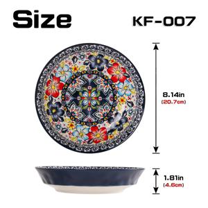 TEMU 1개 8인치 수제 폴리쉬 세라믹 접시 | 밝은 플로럴 엠보싱 디자인, 옥수수 메일 찜고기, 샐러드, 치즈 베이킹에 적합 - 내구성이 뛰어난 원형 접시, 홈 쿠킹 및 베이킹에 완벽