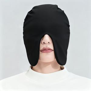 TEMU 솔리드 컬러 얼굴 덮개 수면 모자, 남녀공용, 이중 레이어 벨벳 두꺼운 낮잠 아이 마스크, 봄, 가을, 겨울에 적합