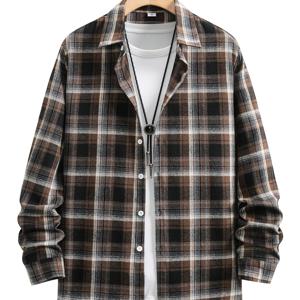 TEMU 컬러 웨이브 체크 버튼업 긴팔