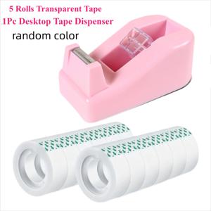 TEMU 핸드 툴 세트, 오피스 문구 테이프 및 디스펜서 세트, 디스펜서 1개 + 투명 테이프 5롤, 발렌타인데이 선물 포장, 크리스마스 선물, 투명 테이프 리필 롤, 가정, 학교, 사무용품에 적합
