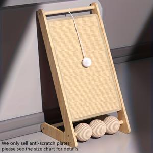 TEMU 튼튼한 수직형 고양이 스크래처 | 베이지 직조 스크래처, 미끄럼 방지 베이스, 공간절약형 디자인, 매달 수 있는 장난감 호환, 소파, 의자, 문에 적합, 고양이 스크래치 방지, 내구성 강화, 다기능