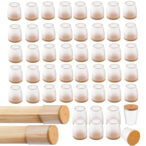 TEMU 48개 투명 실리콘 의자 다리 커버 세트 (내장형 펠트 받침대 포함), 미끄럼 방지 및 스크래치 방지 기능, 저소음 디자인, 나무 바닥, 식탁, 바 스툴 및 기타 가구에 적합