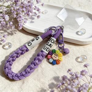 TEMU 수제 멀티컬러 패셔너블 플로럴 앤 스타 벨 폰 넥스트랩, 가방 및 컵 펜던트, 휴대폰 케이스, 가방, 카메라, USB 드라이브, ID 배지에 적합한 범용 클립 폰 체인