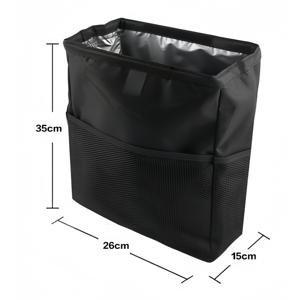 TEMU 차량용 걸이형 휴지통/수납백: 3.5갤런 대용량 자동차 /수납백, 누수 방지 옥스포드 원단 제작, 간편한 보관을 위한 접이식, 4개의 포켓 포함. 캠핑용, 자동차 액세서리