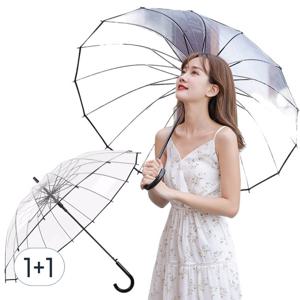 TEMU 1+1 튼튼한 16살대 클리어 장우산 투명우산 투명비닐 자동우산 골프우산 대형우산 시야확보