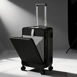 TEMU 컵 홀더 디자인의 20인치 전면 개방형 여행 가방, 쉬운 단색 하드 쉘, 캐주얼 비즈니스 여행에 적합, 두꺼운 바퀴 휴대용 케이스 특징 컴팩트하고 가벼운，휴대용 가방