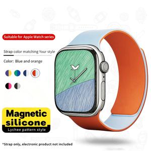 TEMU 투톤 마그네틱 스마트워치 케이스, 애플 워치 울트라/시리즈/10/9/8/7/6/5/4/3/2/1 호환, 대소문자 구분 커넥터, 빠른 마그네틱 착용감의 부드러운 스트랩, 스포츠/헬스장/데일리용으로 적합 - 남녀공용 디자인|짐웨어