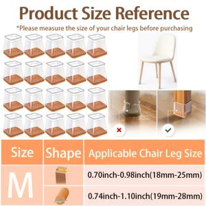 TEMU 20개입 사각 가구 다리 커버 세트 | 튼튼한 미끄럼 방지 바닥 보호대 | 다양한 크기의 테이블 및 의자 다리에 적합 | 거실, 주방 및 사무실에 이상적, 스크래치 방지, 내마모성, 조용한 사용을 위해 설계됨