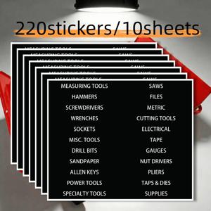 TEMU 220개/10매 툴박스| 산업용 강도 공구 분류 라벨 스티커 세트| 카테고리 식별 정리 마크, 유지 보수 기술자 전용