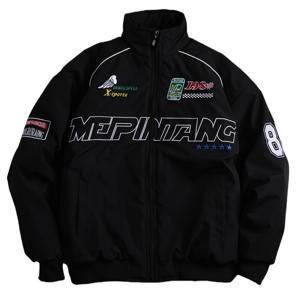 TEMU 남성용 뉴 아메리칸 스트리트 빈티지 스탠드 칼라 자켓, 봄/가을 캐주얼 탑, 트렌디 레터 프린트 루즈 쿨 스타일 남성 자켓 코트