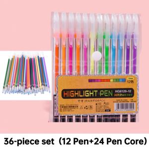 TEMU 빛나는 모래와 반짝이는 작은 별이 있는 36색 변색 글리터 펜 세트. 다이어리 마킹, 드로잉 및 낙서에 적합합니다. 사진 앨범, 블랙 카드, 콜라주, 공예, 세라믹에 이상적인 가는 팁의 젤 펜입니다.