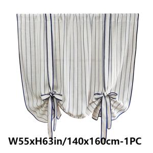 TEMU 1개 일본식 네이비 블루 자수 거즈 커튼 빌라 농가 쉬어 튤 풀업 숏 커튼 탑 로드 포켓 서스펜션 거실 장식 파티션 커튼 침실 베이 도어 창문 완성형 볼릴 드레이프