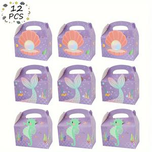 TEMU 12개 세트 퍼플 인어 선물 상자 - 생일, 성별 공개 파티, 결혼식용 오션 테마 파티 용품 - 다목적 종이 포장재, 가족 휴가, 크리스마스, 할로윈 선물 포장