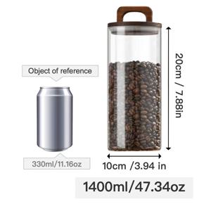 TEMU 1개 유리 밀폐 보관용기, 식품 용기, 나무 손잡이 뚜껑이 있는 밀폐용기, 손세척 가능한 다목적 주방 밀폐용기 세트, 커피, 차, 면류, 곡물, 견과류, 과자, 콩, 소금, 설탕, 양념, 스파이스 등 보관에 적합. 플립탑 라운드 용기, 냉동고 사용 가능, 대용량 및 소용량 다양한 용량 옵션 제공