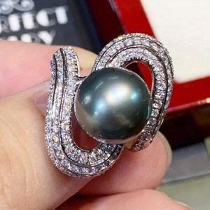 TEMU 1개 여성용 패셔너블하고 독특한 반지, 고급스럽고 정교하게 세팅된 모조 진주, 연회, 결혼식, 하이엔드 주얼리에 완벽한 기념일 선물