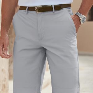 TEMU 남성용 경량 속건성 캐주얼 정장 반바지 (벨트 없음), 여름철 일상용 가벼운 비즈니스 웨어에 적합 - 통기성 좋고 편안한 여름 야외 스포츠 및 골프 반바지