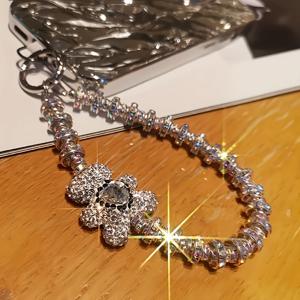 TEMU 럭셔리 베어 폰 래니어드 - 반짝이는 풀 찬스, 내구성 있는 PVC, 여성용 우아한 DIY 펜던트 체인, 휴대폰 케이스 및 팔찌에 완벽한, 휴대폰 액세서리|반짝이는 찬스|내구성 있는 래니어드, 휴대폰 스트라