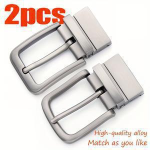 TEMU 2개 세트, 고품질 합금 회전 핀 버클, 무광 브러시 처리된 끝, 벨트에 적합, 범용 벨트 버클, 360° 회전 가능, 1.3-1.34인치 폭의 벨트와 호환, 바지 장식에 이상적