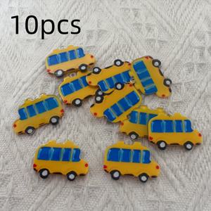 TEMU 10개 노란색 학교 버스 아크릴 찰름 - 블루 윈도우 패널이 있는 만화 스타일, DIY 보석 만들기 펜던트, 귀걸이, 목걸이 및 열쇠끈용