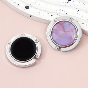 TEMU 2D 플랫 - 2D, 보라색 대리석 핸드백 후크, 접이식 메탈 백팩 후크