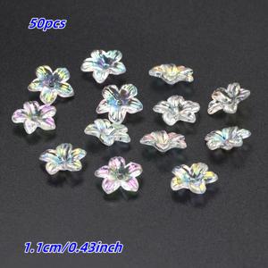 TEMU 활짝 핀 작은 꽃들 11mm AB 컬러 아크릴 루즈 비즈, 50개, 우아한 DIY 팔찌 귀걸이 펜던트 액세서리 비즈, 파티, 결혼식 및 기타 공예용 창의적인 패션 꽃무늬 비즈 장식