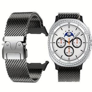 TEMU 8/8 클래식용 스테인리스 스틸 밴드 (40mm, 44mm, 46mm 사이즈), 남녀 공용, 세련된 버클 손목 스트랩 (삼성 워치 8 클래식/8 스마트워치 추가)