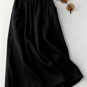 TEMU 여성용 캐주얼 코듀로이 스커트 (신축성 허리밴드)