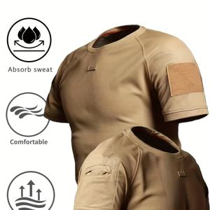 TEMU 남성용 택티컬 여름 흡습속건 통기성 스트레치 크루넥 반팔 작업복 티셔츠, 아웃도어 스포츠, 캐주얼, 하이킹, 낚시, 캠핑, 사이클링, 등산, 헬스용