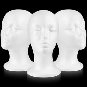 TEMU 베이스가 있는 여성 가발 디스플레이 마네킹 3개 세트 - 실제와 같은 여성 얼굴과 목, 편안한 가발 스타일링을 위해 설계됨, 살롱, 여행, 미술 프로젝트 및 공예에 적합 - 내구성이 뛰어난 폼으로 제작되었으며 가발 쇼케이스에 이상적입니다.