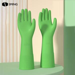 TEMU 미끄럼 방지 그립이 있는 두꺼운 주방 장갑 1쌍, 설거지, 청소, 가정용. 내구성 있는 소재로 제작되었으며, 주방, 욕실, 생활 공간에 이상적입니다. 청소용 장갑 | 인체공학적 장갑 | 내구성 있는 장갑