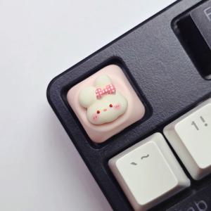 TEMU 1개 귀여운 핑크 토끼 키캡 - , 비스킷, 캔디 모양 디자인, 레진 MOA 높이, DIY 크로스 축 키보드 장식용, 생일 및 휴일 선물로 이상적