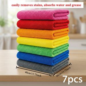 TEMU 300G 초극세사 청소용 천, 7가지 색상 조합 청소 타월, 40*40Cm 대형 행주 수세미 패드, 주방 청소용 타월