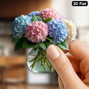 TEMU 1 2D 평면 소프트 자석, 아크릴 및 고무 재질, 3.15인치, 평화로운 꽃무늬 디자인, 유리병에 담긴 수국이 특징입니다. 홈 데코 매니아에게 완벽하며 어버이날 선물로도 좋습니다.