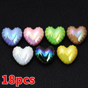 TEMU 하트 모양 아크릴 구슬 & 참 12개/18개 - 팔찌, 목걸이, 열쇠고리용 고리가 있는 여러 가지 단색 멀티컬러 DIY 주얼리 제작 용품 - 수제 공예용 구슬 모음 (모든 기술 수준의 비딩과 호환)