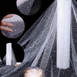 TEMU 1개 흰색 1.5M 스팽글 소프트 메시 원단, 웨딩 파티 배경 장식용, 선물 포장용 레이저 스팽글, 결혼식, 생일 및 선물 포장에 적합