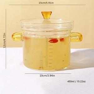 TEMU 1개 유리 소형 스튜 냄비 고급 보로실리케이트 내열 유리 소재, 조리 도구 유리 저울 소형 그릇, 스팀 소형 냄비와 저울이 있는 스팀 계란 유리 그릇, 스튜 냄비 컵, 뚜껑이 있는 유리 소형 스튜 냄비, 용량 세 가지 모델, 소형, 중형 및 대형 용량 선택 가능. 150m/300ml/450ml