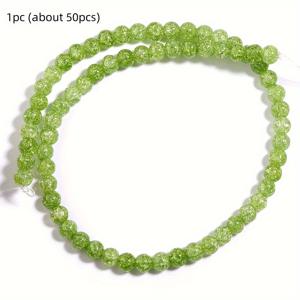 TEMU 싱글 올리브 그린 폭발 꽃 비즈, 팔찌 및 목걸이용 수제 비즈 재료, 꽃무늬 유리 루스 비즈