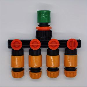 TEMU 1/2 인치 호스(내경 12mm, 외경 16mm)용 4구 분수 호스 커넥터(유량 조절 가능)