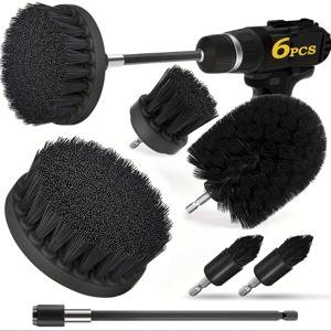 TEMU 6pcs 드릴 브러시 세부 청소 키트 (연장 액세서리 포함), 자동차, 보트, 좌석, 카펫, 신발, 주방, 욕실 및 유리창용 소프트 브리스틀 전기 청소 브러쉬 – 다양한 색상 옵션 (드릴 미포함)