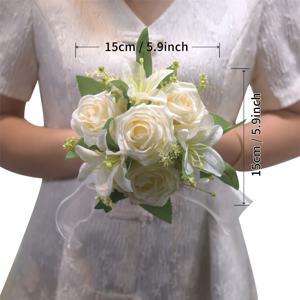 TEMU 결혼식 및 약혼을 위한 인공 장미, 신부 부케, 신부 들러리 부케, 웨딩 장식, 선물, 발렌타인데이, 크리스마스, 졸업 부케