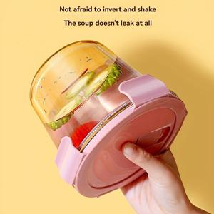 TEMU 대형 식품 안전 유리 병, 원형 밀봉, 고온에 강하고 전자레인지 사용에 적합, 식사 보관, 오버나이트 오트스러그 보관 또는 휴대용 국용으로 적합