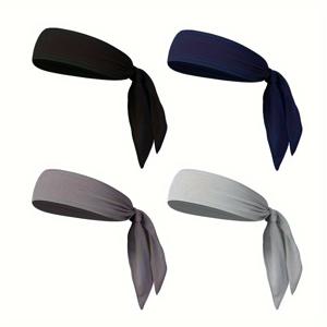 TEMU 4개/세트 단색 가을/겨울 스타일 남성용 레이스업 인기 통기성 좋은 긴 헤어밴드, 스포츠 및 피트니스용으로 다양한 색상 제공