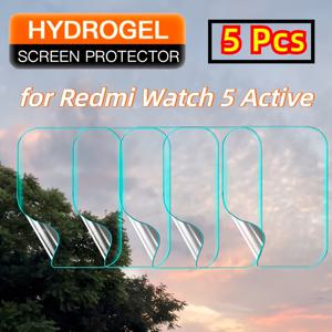 TEMU 레드미 워치 5 액티브용 5팩 수화젤 스크린 보호 필름, PC 소재, 2H 경도, 터치 민감, 스마트워치 액세서리